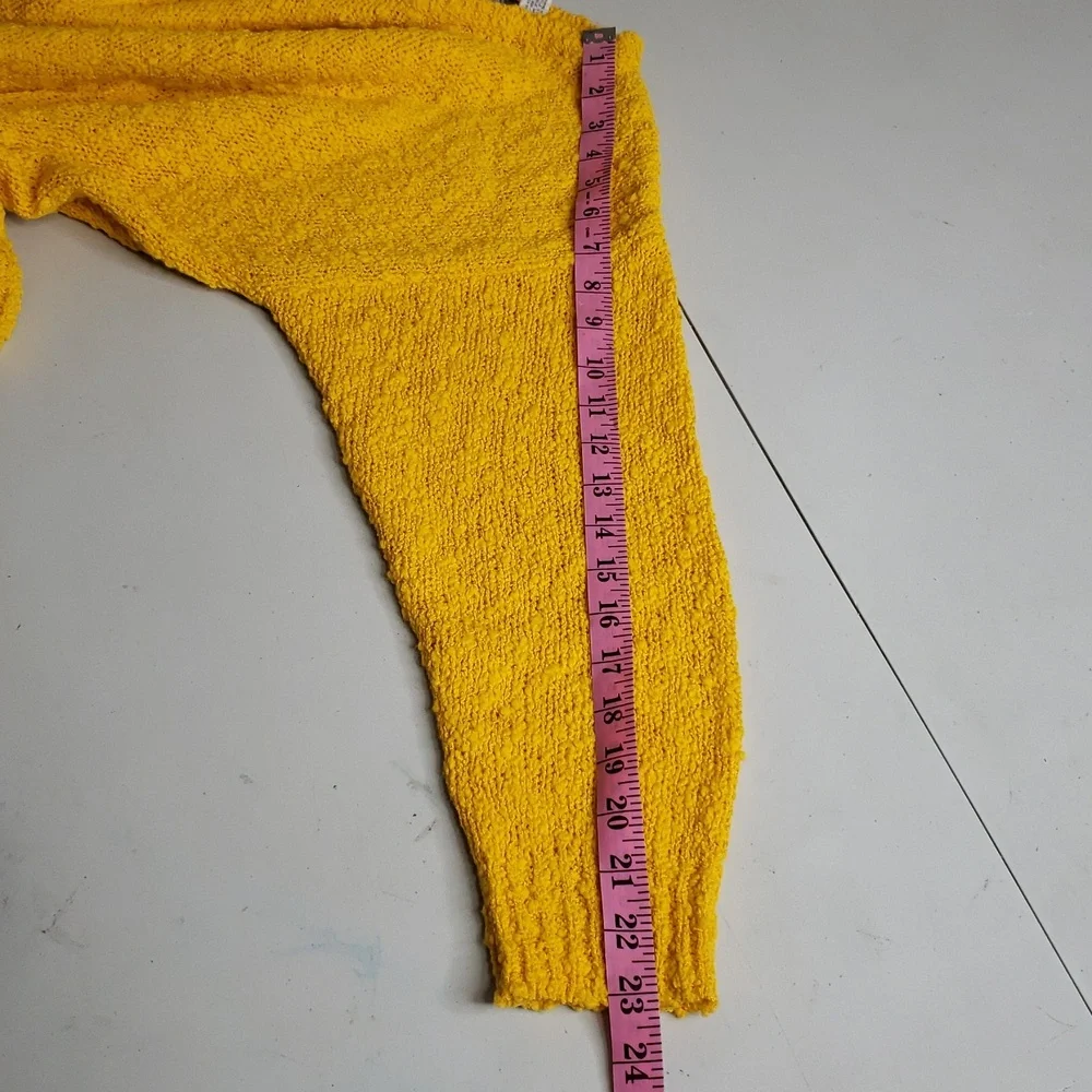 Vintage YarnWorks Womens Bubble Knit Sweater Size L Yellow 90s Preppy Classic